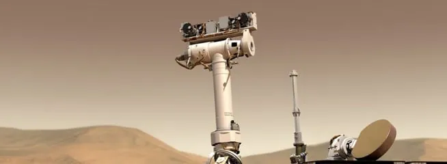 a space rover in a Mars surface.