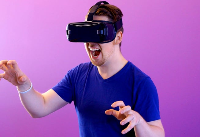 a person using a virtual reality headset to experience a 3D environment